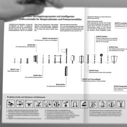 doppelseite vom quivo pfostensystem prospekt mit icons