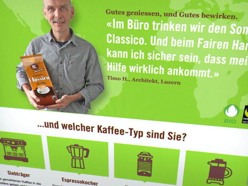 screenshot bertschi-cafe landingpage mit icons