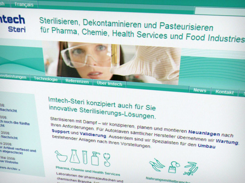 screenshot imtech-steri landingpage mit icons